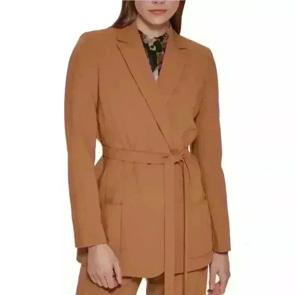 Calvin Klein Tan Waist Tie Blazer Jacket $139 - Picture 2 of 15